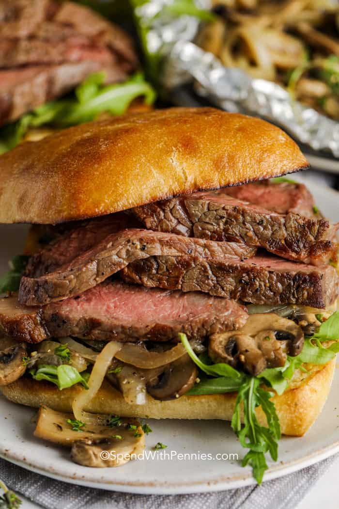 Savory Grilled Steak Sandwich: Marinade, Glazed Onions & Provolone
